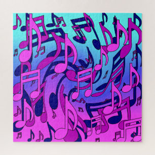 Beautiful Music Swirly Musical Notes Colourful Art Jigsaw Puzzle