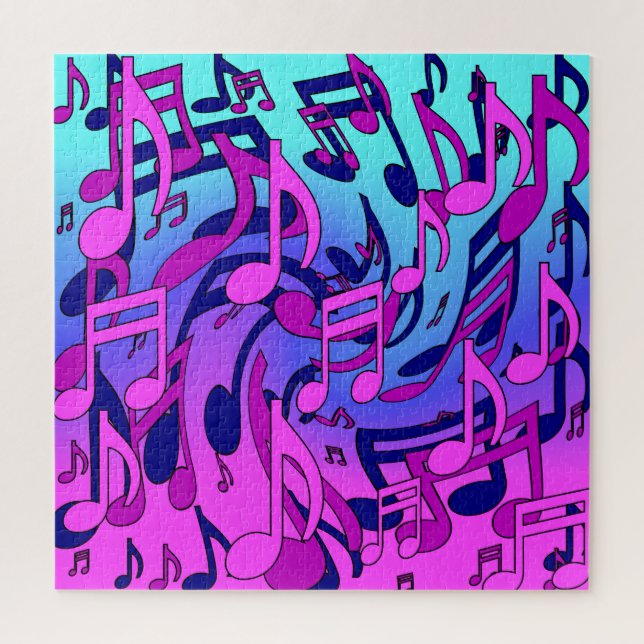 Beautiful Music Swirly Musical Notes Colourful Art Jigsaw Puzzle (Vertical)