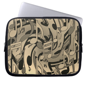 Beautiful Music Warm Sepia Lively Musical Notes Laptop Sleeve