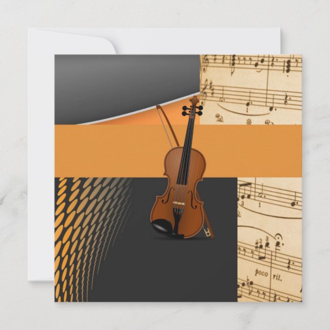 Beautiful musical abstract design with violin card (Front)