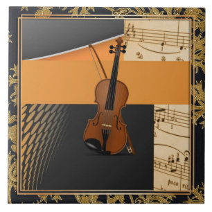 Beautiful musical abstract violin tile
