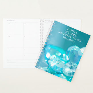 Beautiful Mystical Blue Jewels School Classroom    Planner