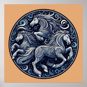 "Beautiful Mystical Horses" 12  Poster