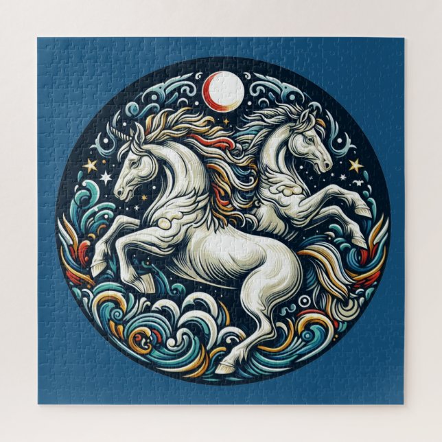 "Beautiful Mystical Horses "28 " Jigsaw Puzzle (Vertical)
