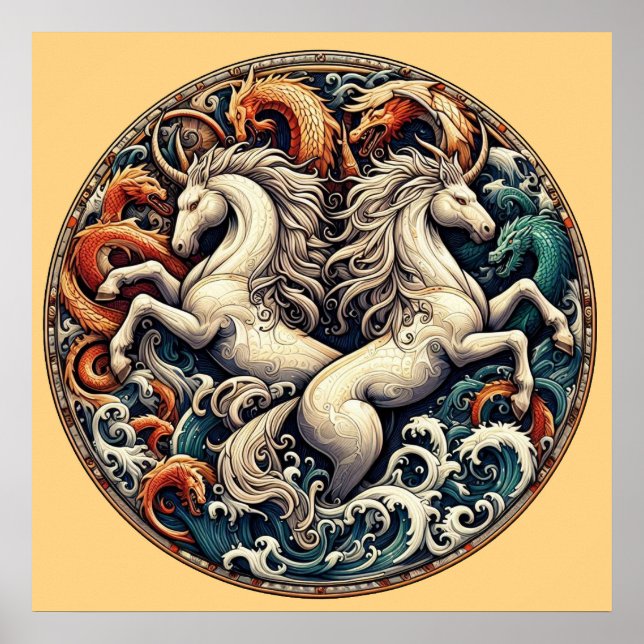 "Beautiful Mystical Horses" 47 V2 Poster (Front)
