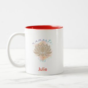 Beautiful namaste word  and Lotus Design      Two-Tone Coffee Mug