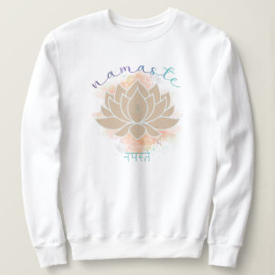 Beautiful namaste word written with Lotus Design Sweatshirt