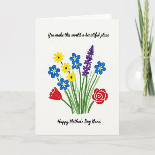 Beautiful Nana Flowers Day Card
