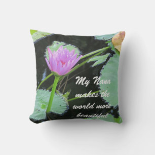 Beautiful Nana Pretty Pink Water Lily Photo Flower Throw Pillow