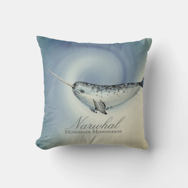 Beautiful Narwhal Whale, Monodon Monoceros Throw Pillow (Front)