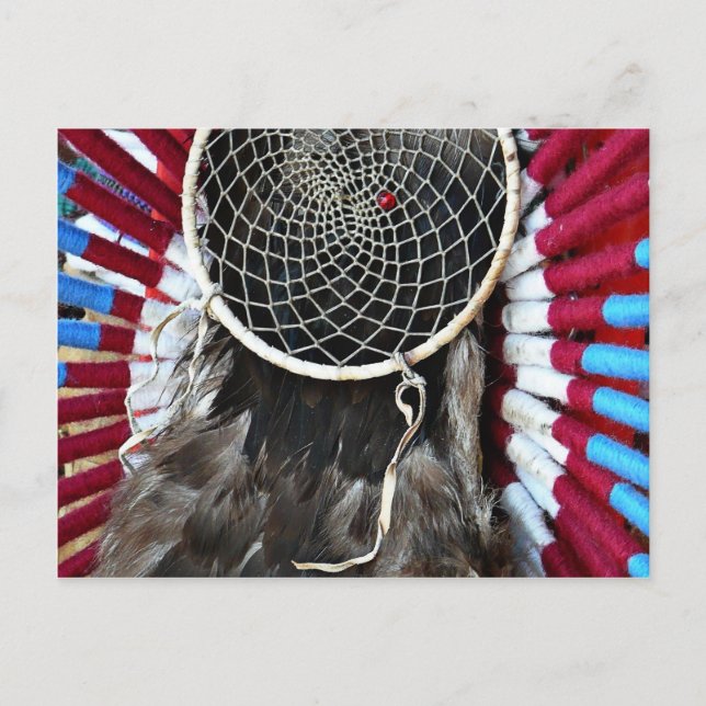 Beautiful Native American Dream Catcher Red Blue Postcard (Front)