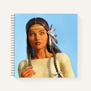 Beautiful Native American Woman Indigenous Outfit Notebook