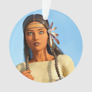 Beautiful Native American Woman Indigenous Outfit Ornament