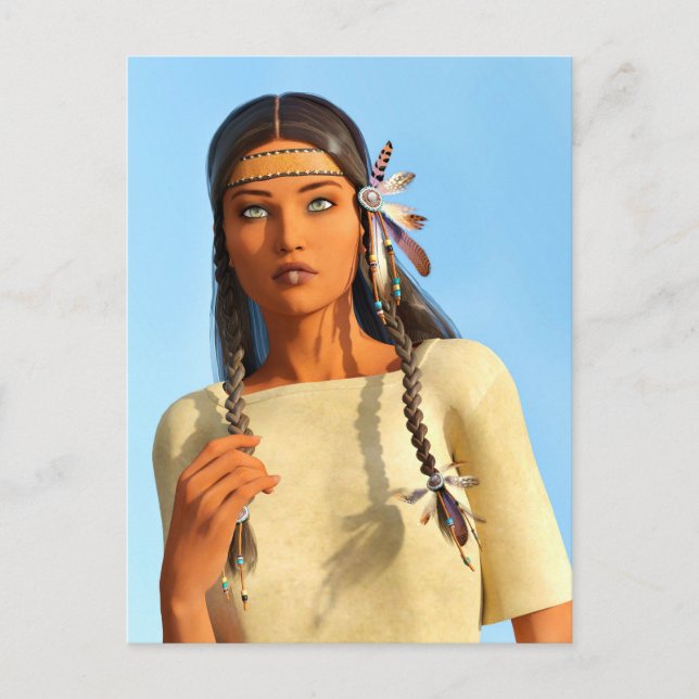 Beautiful Native American Woman Indigenous Outfit Postcard (Front)
