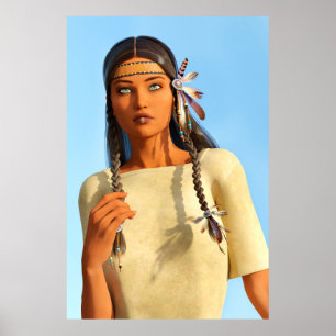 Beautiful Native American Woman Indigenous Outfit Poster