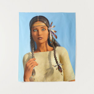 Beautiful Native American Woman Indigenous Outfit Tapestry