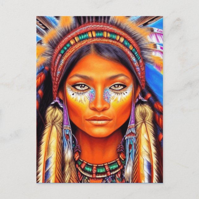 Beautiful Native American Woman  Postcard (Front)