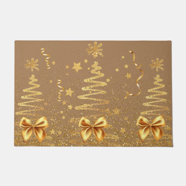 Beautiful natural brown luxury glitter trees brown doormat (Front)