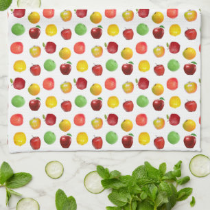 Beautiful Natural Colourful Apples on White Kitchen Towel