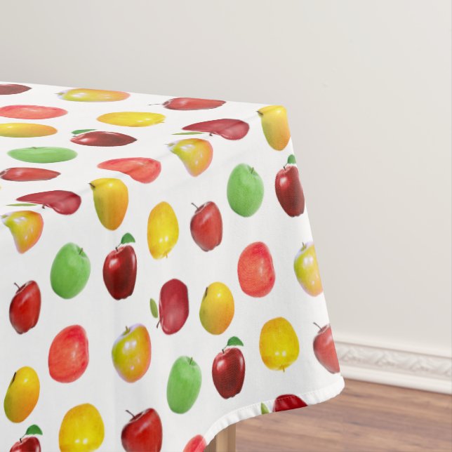 Beautiful Natural Colourful Apples on White Tablecloth (In Situ)