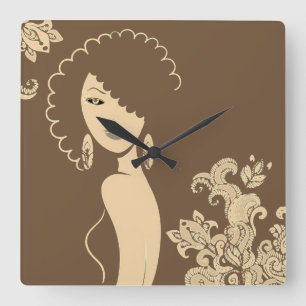 Beautiful Natural Hair Woman Wall Clock