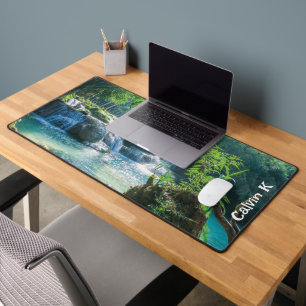 Beautiful Natural Small Forest Waterfall (front)  Desk Mat