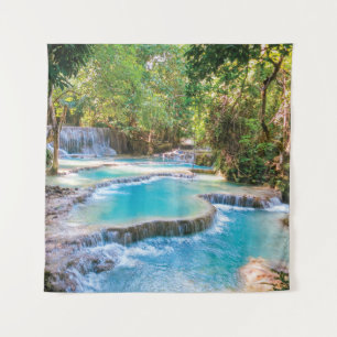 Beautiful Natural Small Forest Waterfall Tapestry
