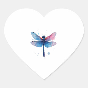 Beautiful Nature Colorful Graphic Pattern Dragonfl Heart Sticker