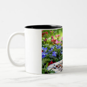 Beautiful nature with sparrow Two-Tone coffee mug