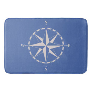 Beautiful Nautical Compass Blue Nautical Theme Bath Mat
