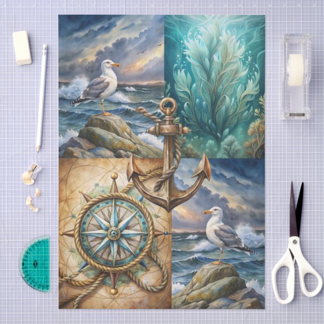 Beautiful Nautical Themed Decoupage Tissue Paper (Craft)