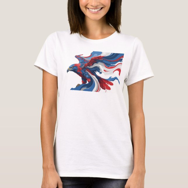 Beautiful Navy Abstract Eagle Trendy Tee (Front)