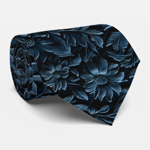 Beautiful Navy Blue Faux Tooled Leather  Tie