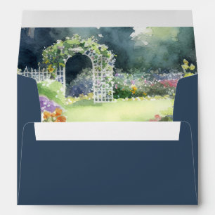 Beautiful Navy Blue Garden Wedding Envelope