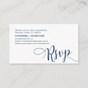 Beautiful Navy Blue Script,, RSVP respond Enclosure Card