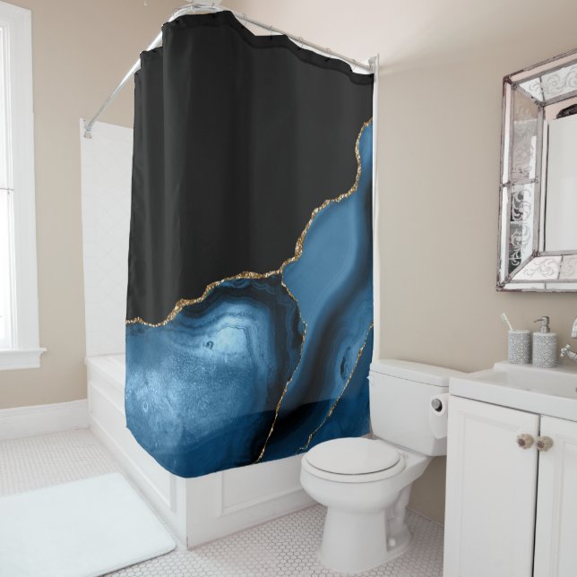 Beautiful Navy Blue with Metallic Gold Agate (In Situ)
