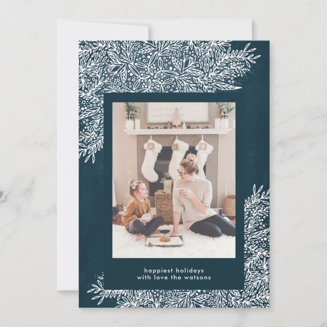 Beautiful Navy Christmas Holiday Photo Card (Front)