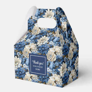 Beautiful Navy Flowers Personalized Floral Favour  Favor Box