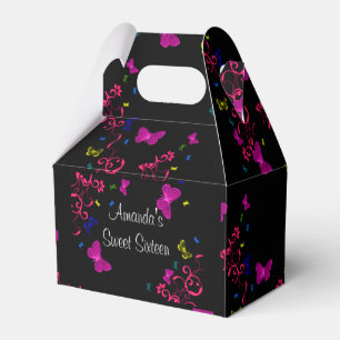 Beautiful Neon Butterflies, Sweet Sixteen, Custom Favor Box
