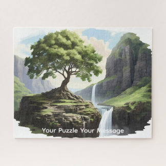 Beautiful neon glowing waterfall blossom tree jigsaw puzzle