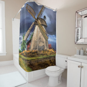 Beautiful Netherlands Windmill Landscape Drawing