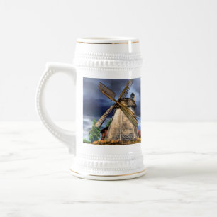 Beautiful Netherlands Windmill Landscape - Drawing Beer Stein