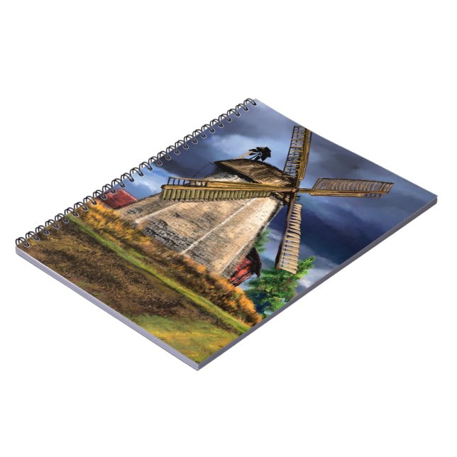 Beautiful Netherlands Windmill Landscape - Drawing Notebook (Left Side)