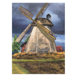 Beautiful Netherlands Windmill Landscape - Drawing Tablecloth