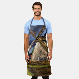 Beautiful Netherlands Windmill Landscape Painting Apron
