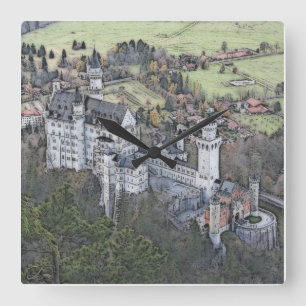 Beautiful Neuschwanstein Castle in Germany Square Wall Clock