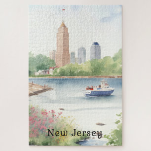 Beautiful New Jersey Watercolor Art Jigsaw Puzzle