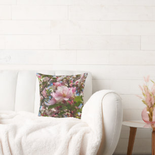 Beautiful new spring apple tree flowers throw pillow