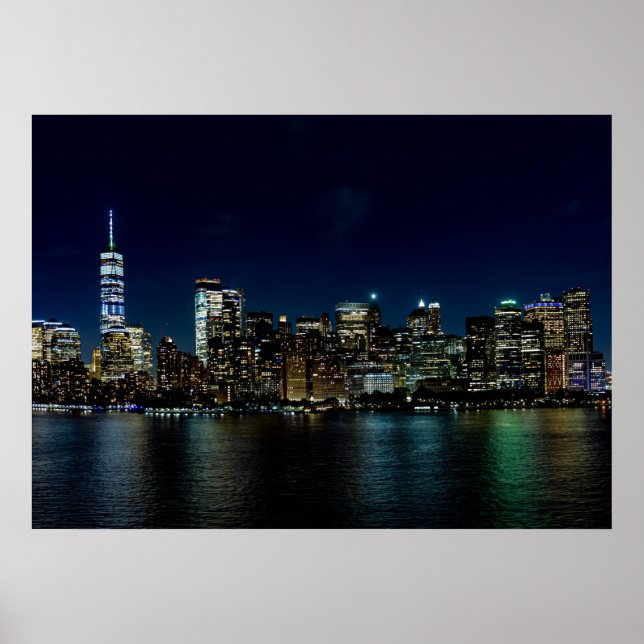 Beautiful New York Skyline at Night Poster (Front)