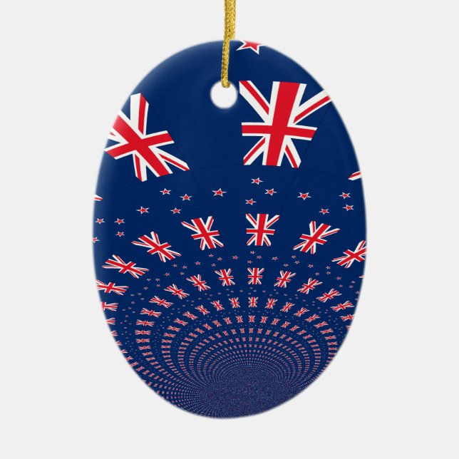 Beautiful New Zealand Flag Art Print Design Ceramic Ornament (Front)